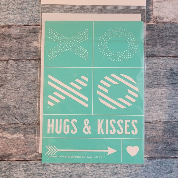 X O, Hugs & Kisses Reuseable Silk Screen Stencil and coordinating X O slimcuts - Picture 1 of 2